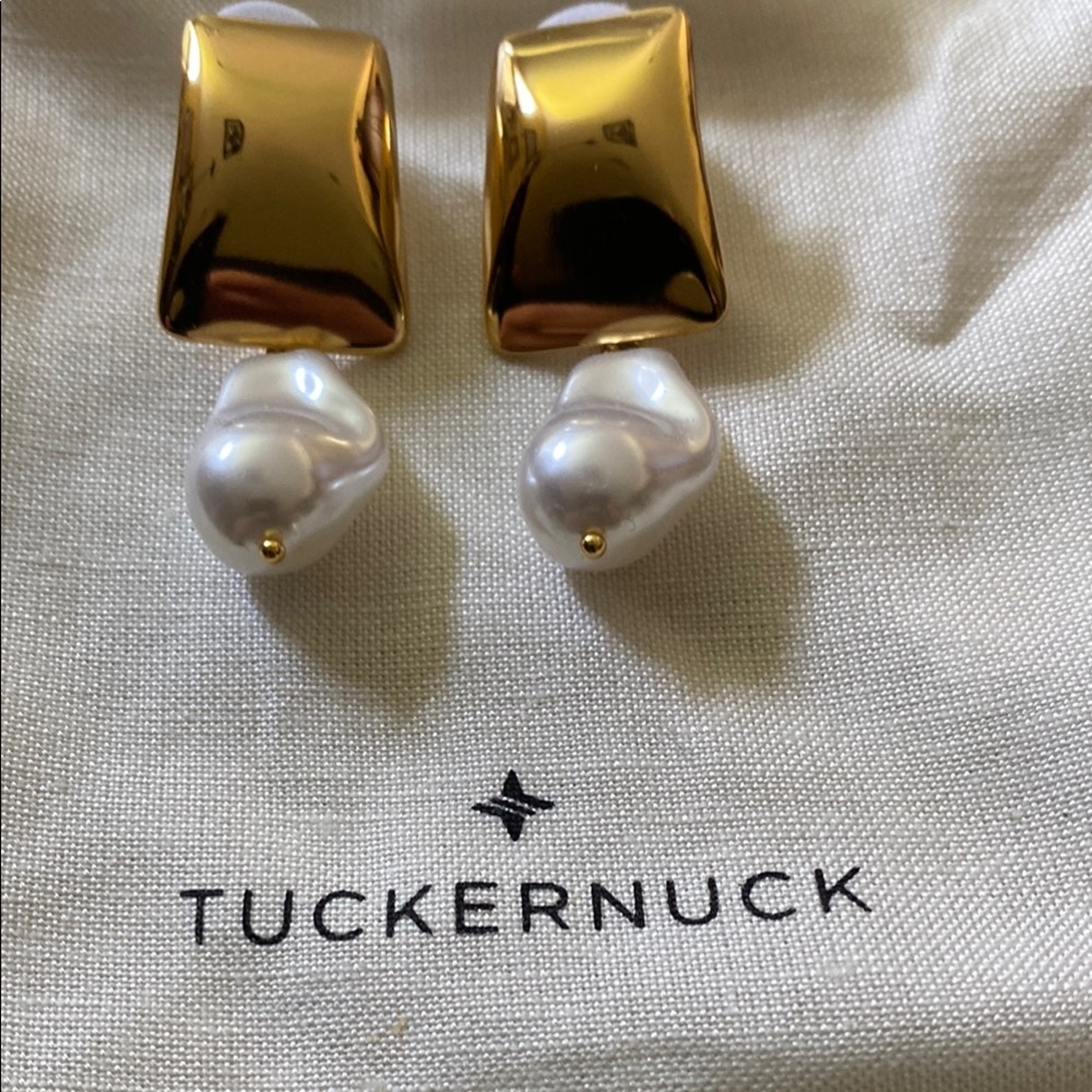 Tuckernuck Gold and Pearl Drop Earrings